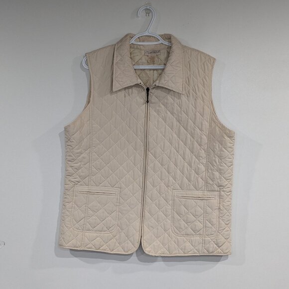 Carroll Reed Quilted Zipper Vest Cream Size XL - Picture 1 of 3